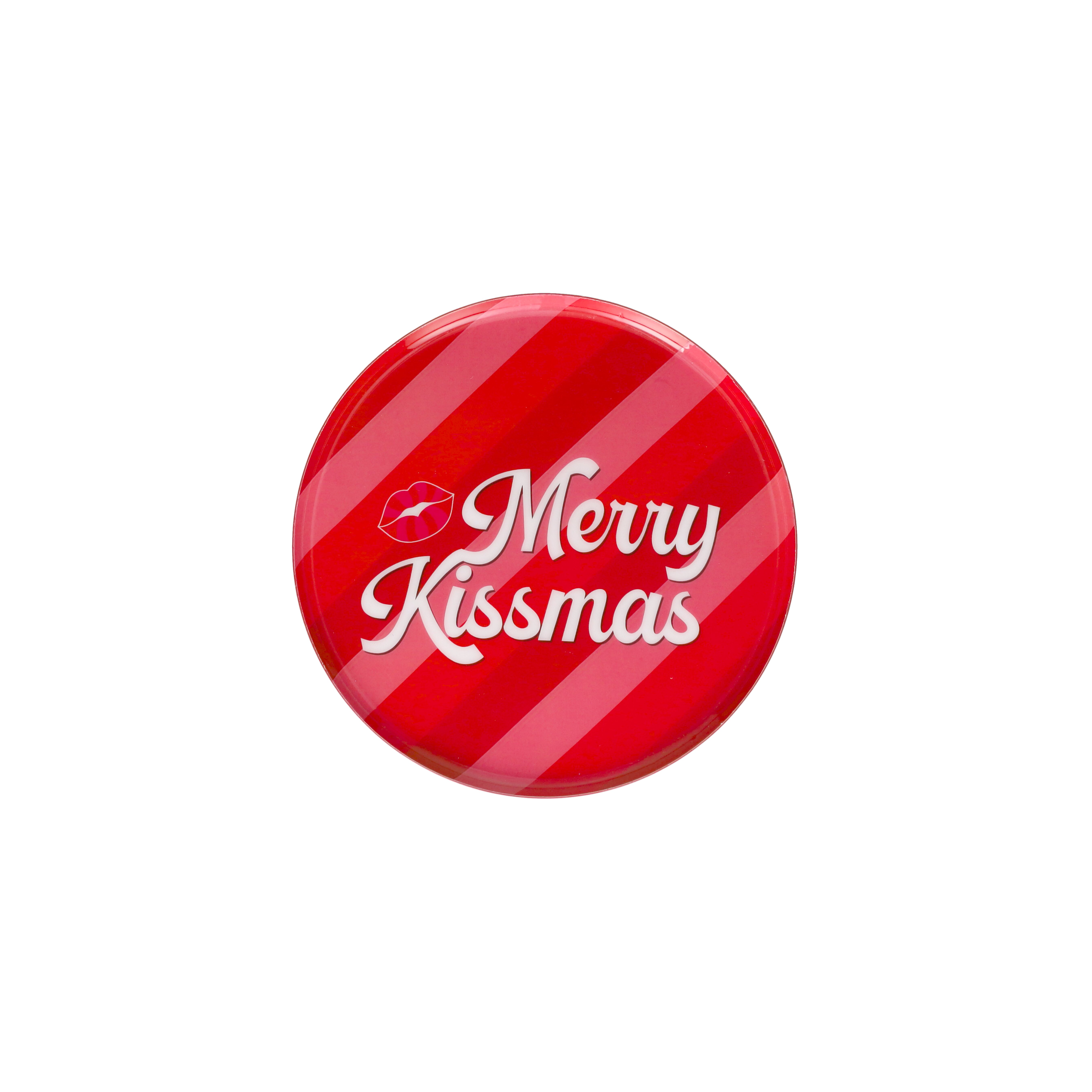 Love Trays, Dekotablett, S,  Motiv: Merry Kissmas , rund, rosa