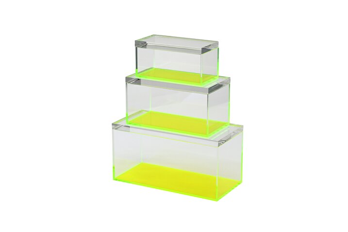 Tokio, Box mit Deckel 3er Set, Acryl, grün