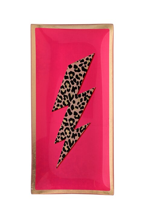 Love Plates, Glasteller L, Motiv: Blitz, neon pink