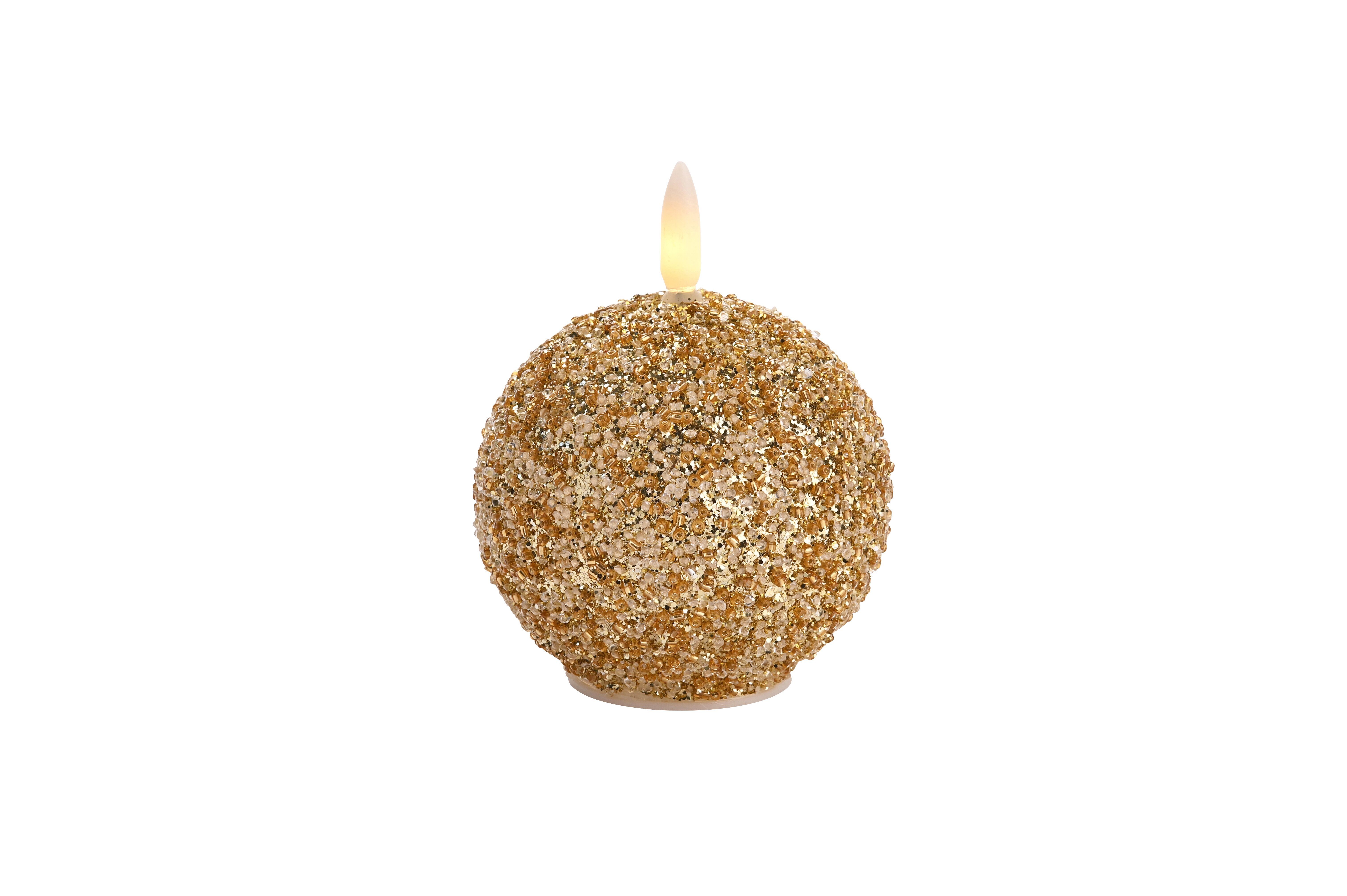Seoul, Glaskugel mit LED, Perlen, Glitzer, gold