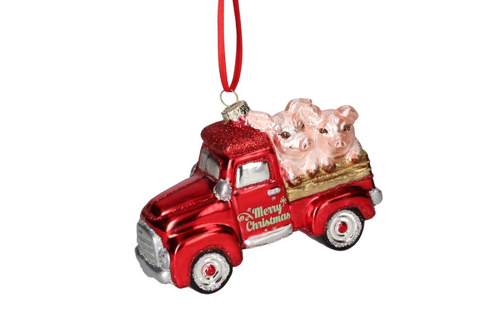 Hänger Truck mit Schweinen, rot