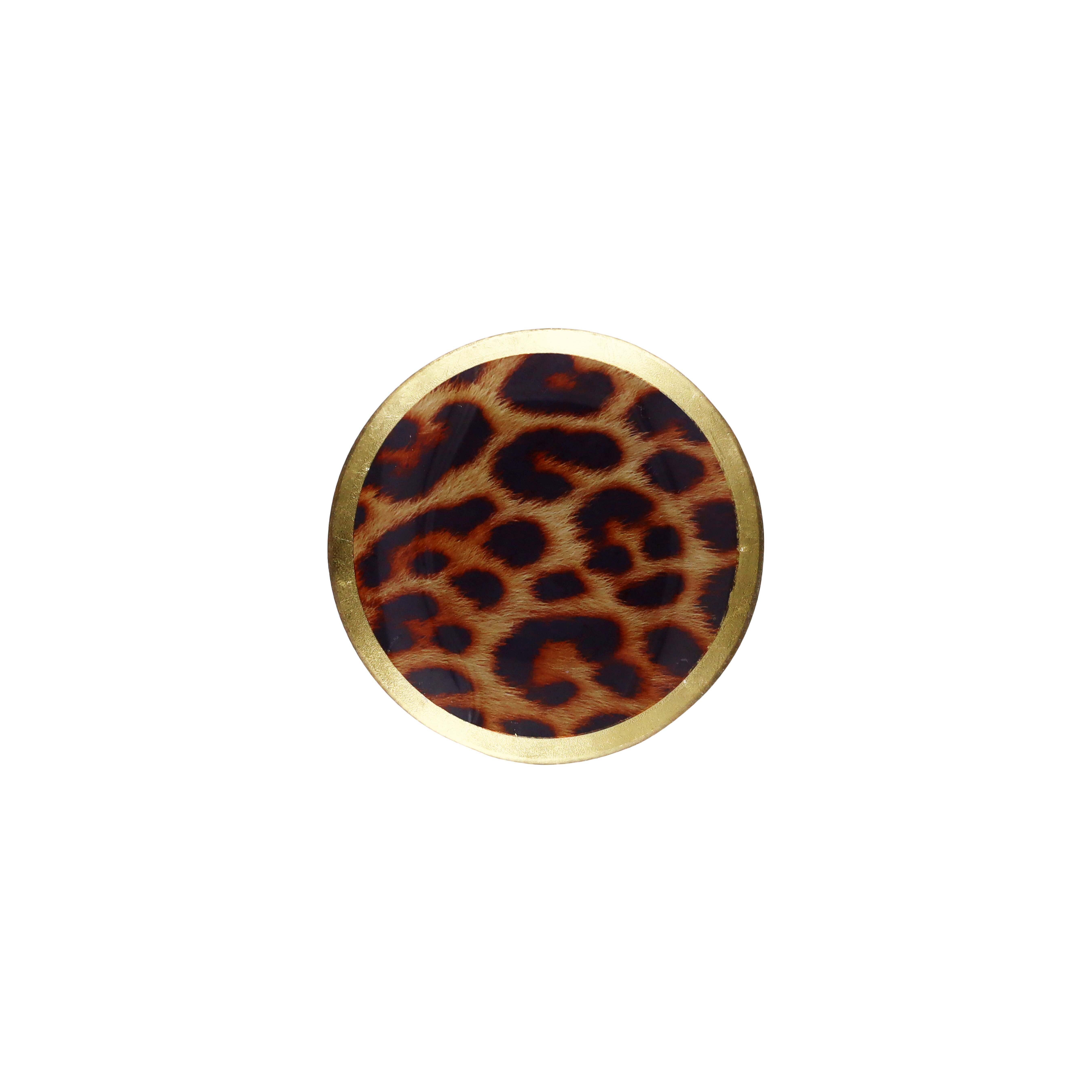 Love Plates, glass plate s, motive: leo print,  round, brown
