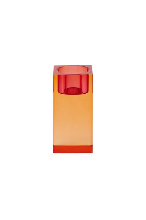 Sari, Kristallglas, Teelichthalter M(H10,3cm), orange/rosa, gs