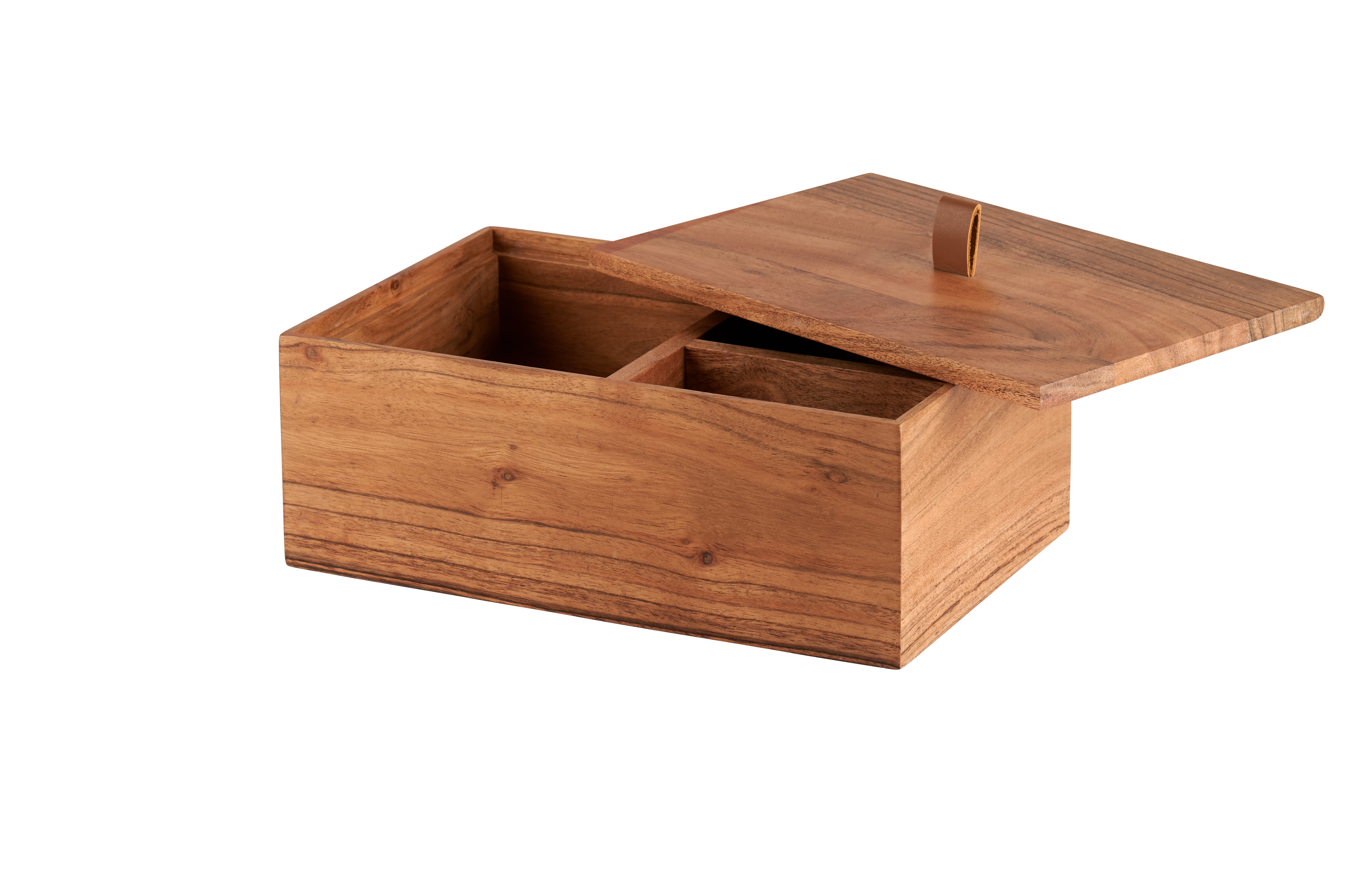 Bento, box w.division, accia wood, rectangular, nature