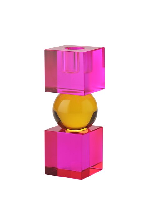 Sari, Kristallglas, Kerzenhalter, Kugel, 2 Cubes, pink/orange, gs