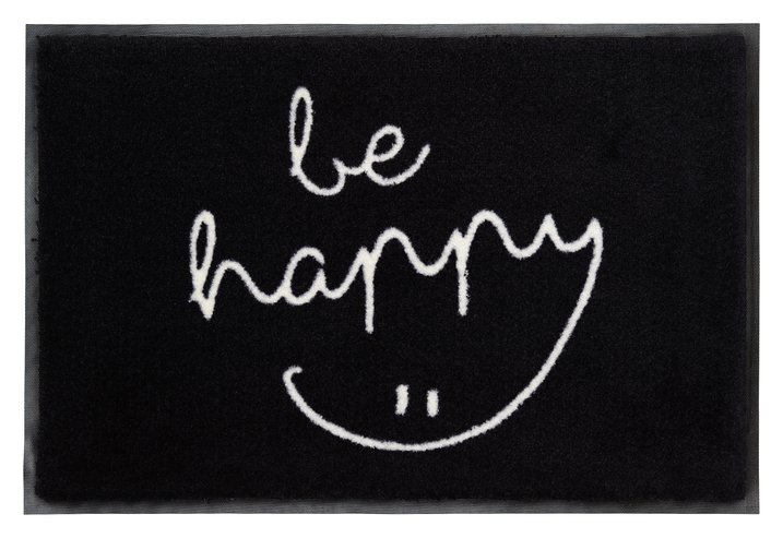 Washables, be happy, black/white, size 50x75 cm