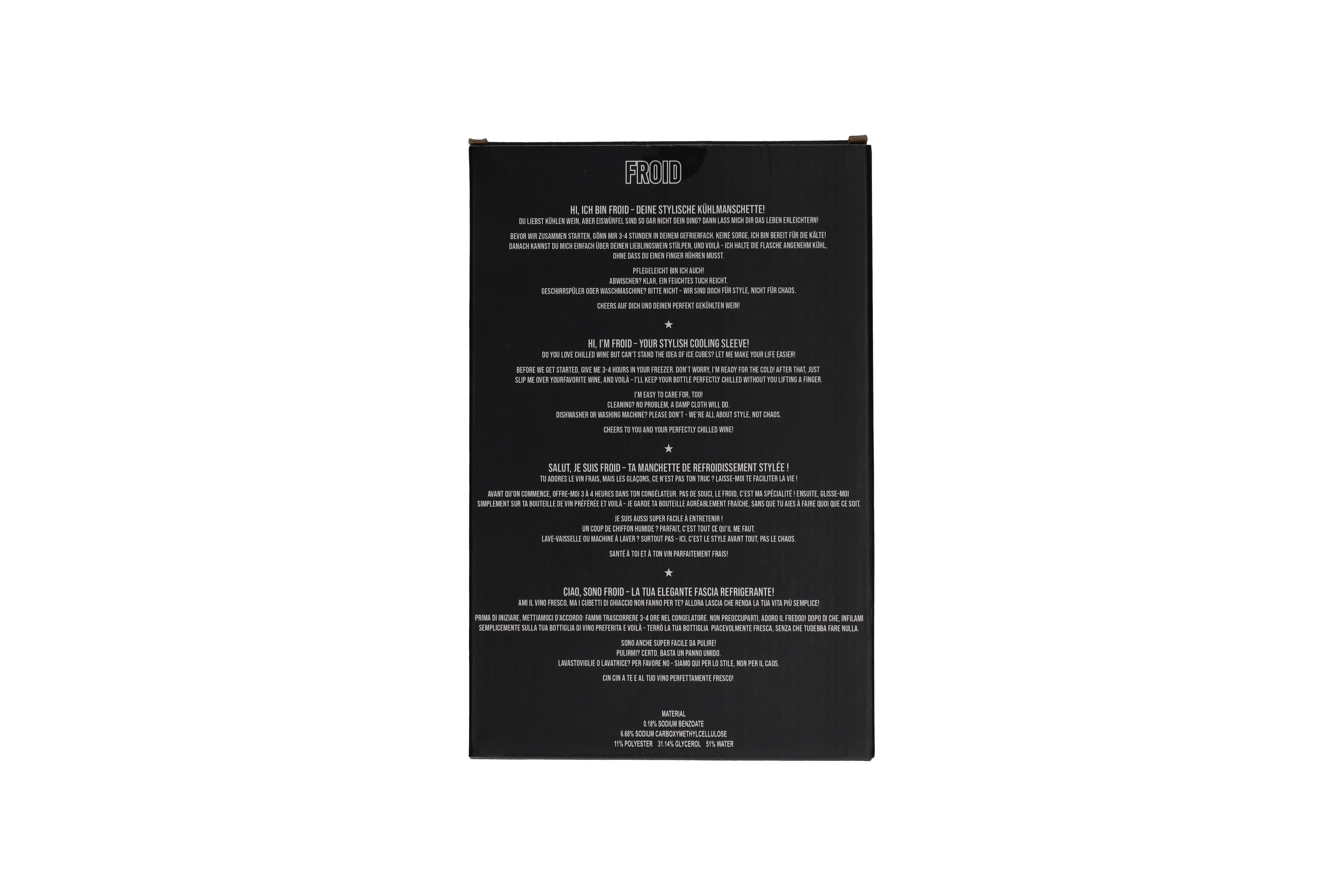 Froid, cooling sleeve, motive: wine and dine, black