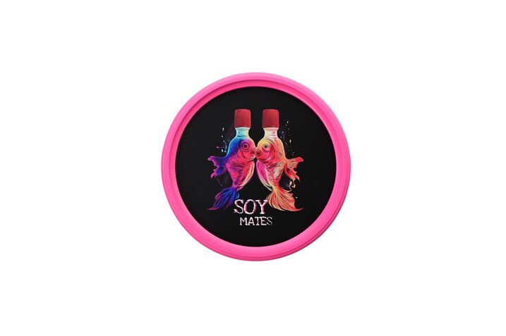 Love Frames, picture, d20cm, motive: Soy mates, black/neon pink