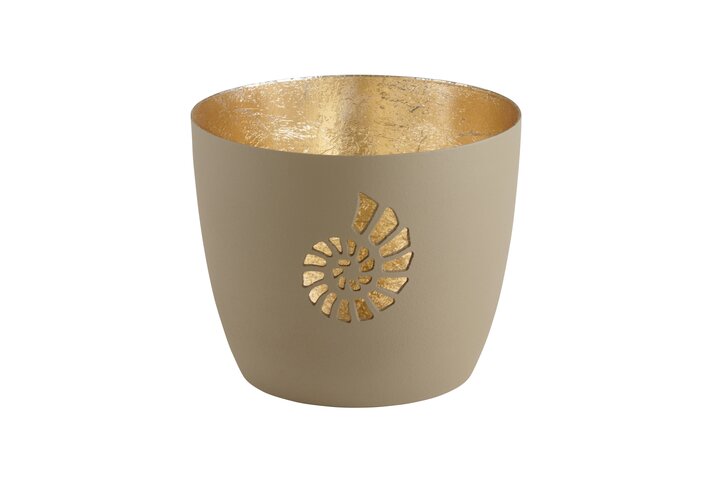 Madras, Windlicht, M, Motiv: Muschel, sandstone/gold