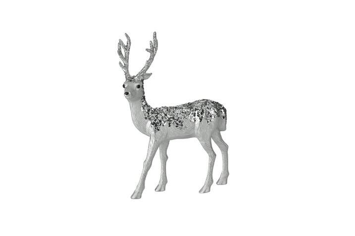 Seoul, Hirsch, H32cm, Pailletten, silber