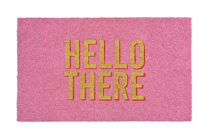 Fussmatte, Motiv: Hello there, Glitzer, rosa