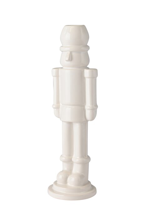 Schiaccianoci, Kerzenhalter, Nussknacker, H24,8cm, weiß