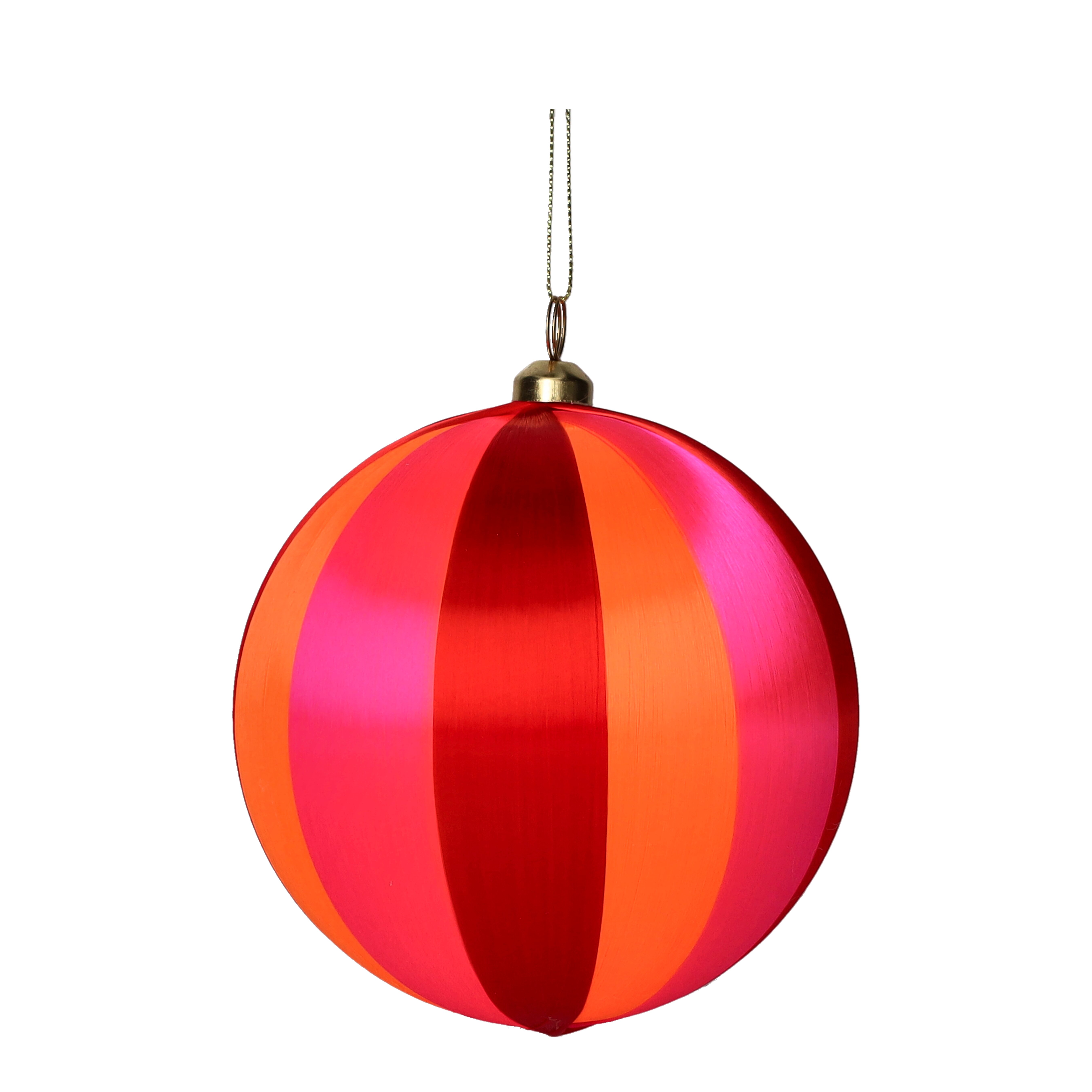 Chinois, Weihnachtskugel, 12cm, Streifen, orange/fuchsia/red