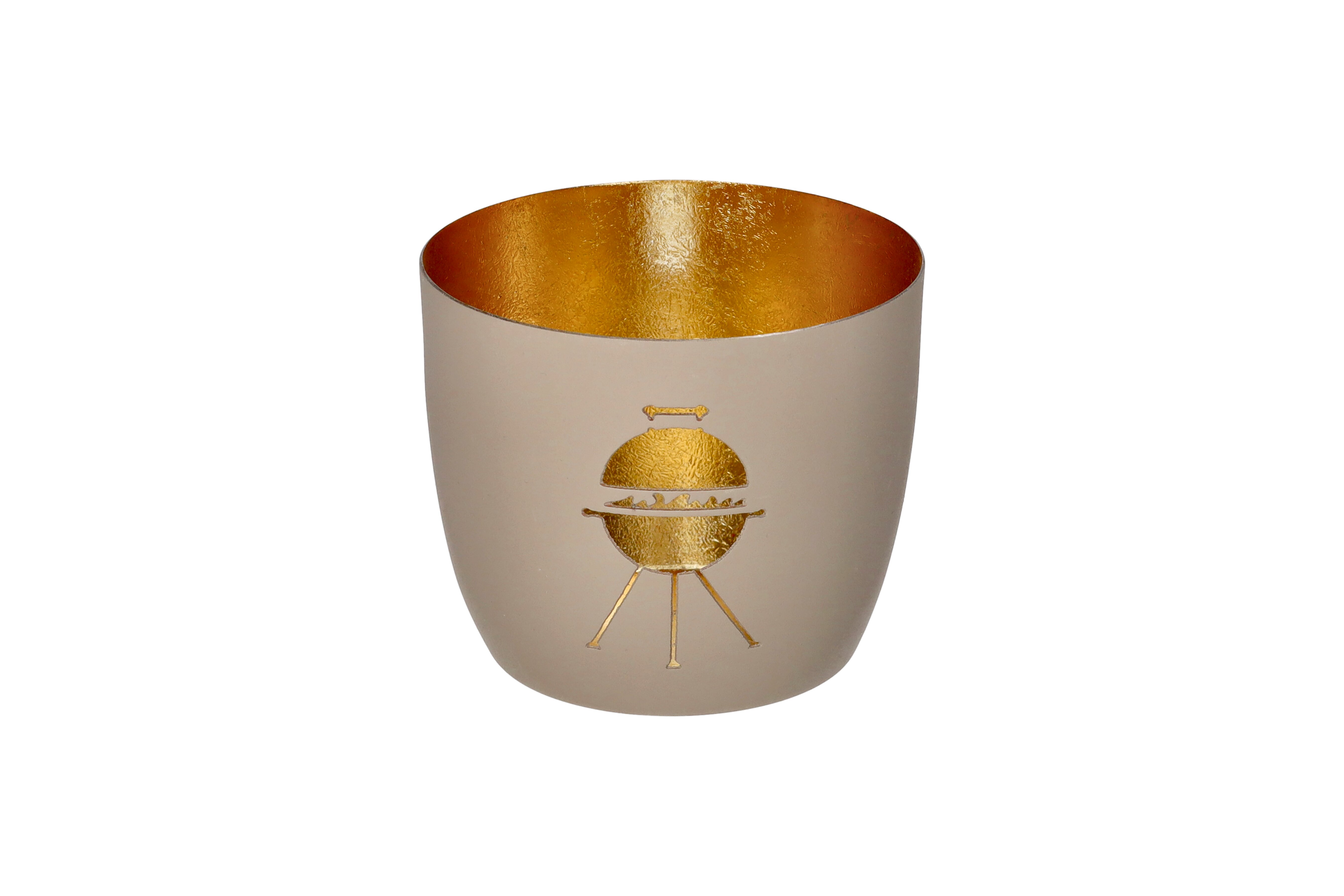 Madras, Windlicht, M, Motiv: Grill, sandstone/gold