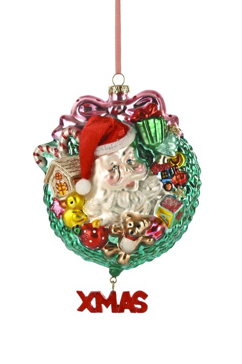 Hänger Kranz mit Santa, mehrfarbig