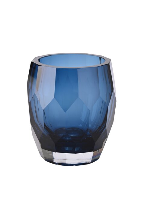 Cashmere, vase, hexagonal cut, h15cm, blue, solid