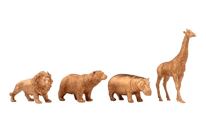 Paper weight, Tiere, 4fach sortiert, gold