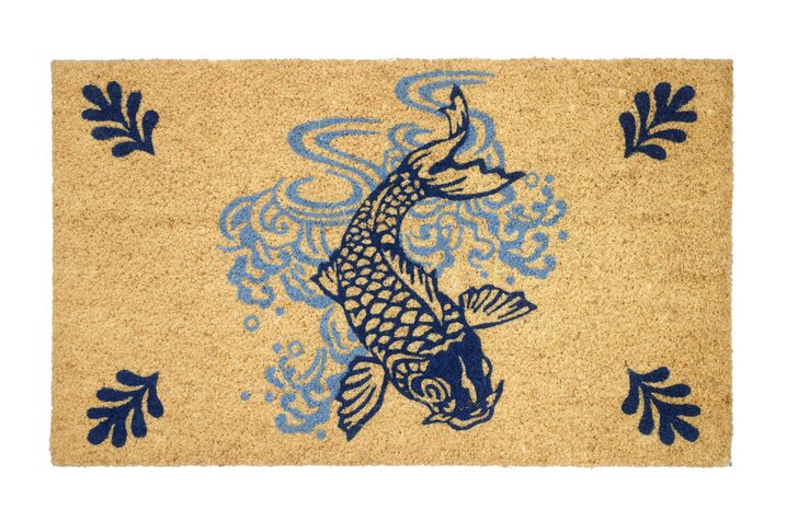 Fussmatte, Koi, natur/blau