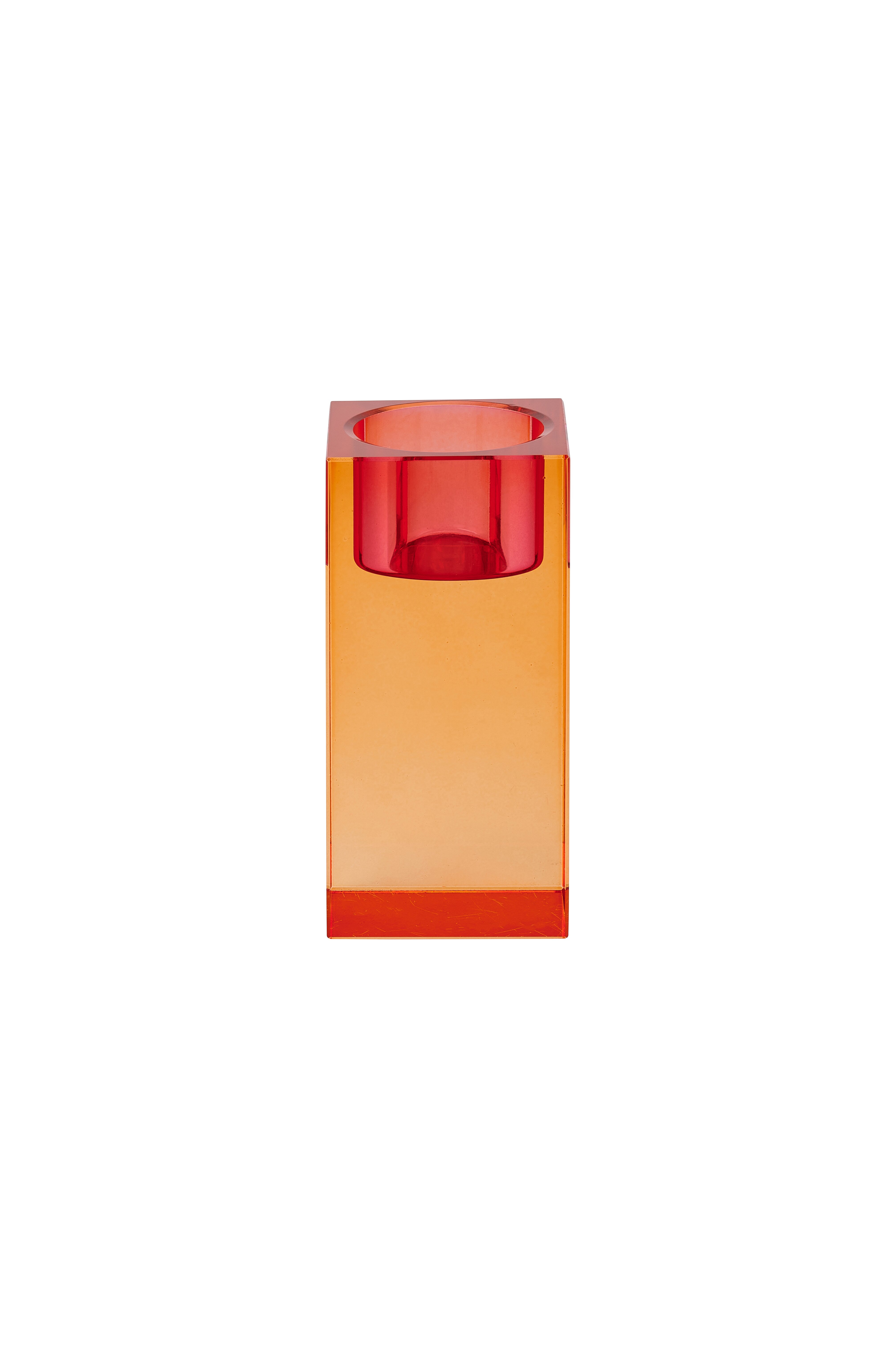 Sari, crystal glass, tea light holder M(h10,3cm), orange/pink, sprayed