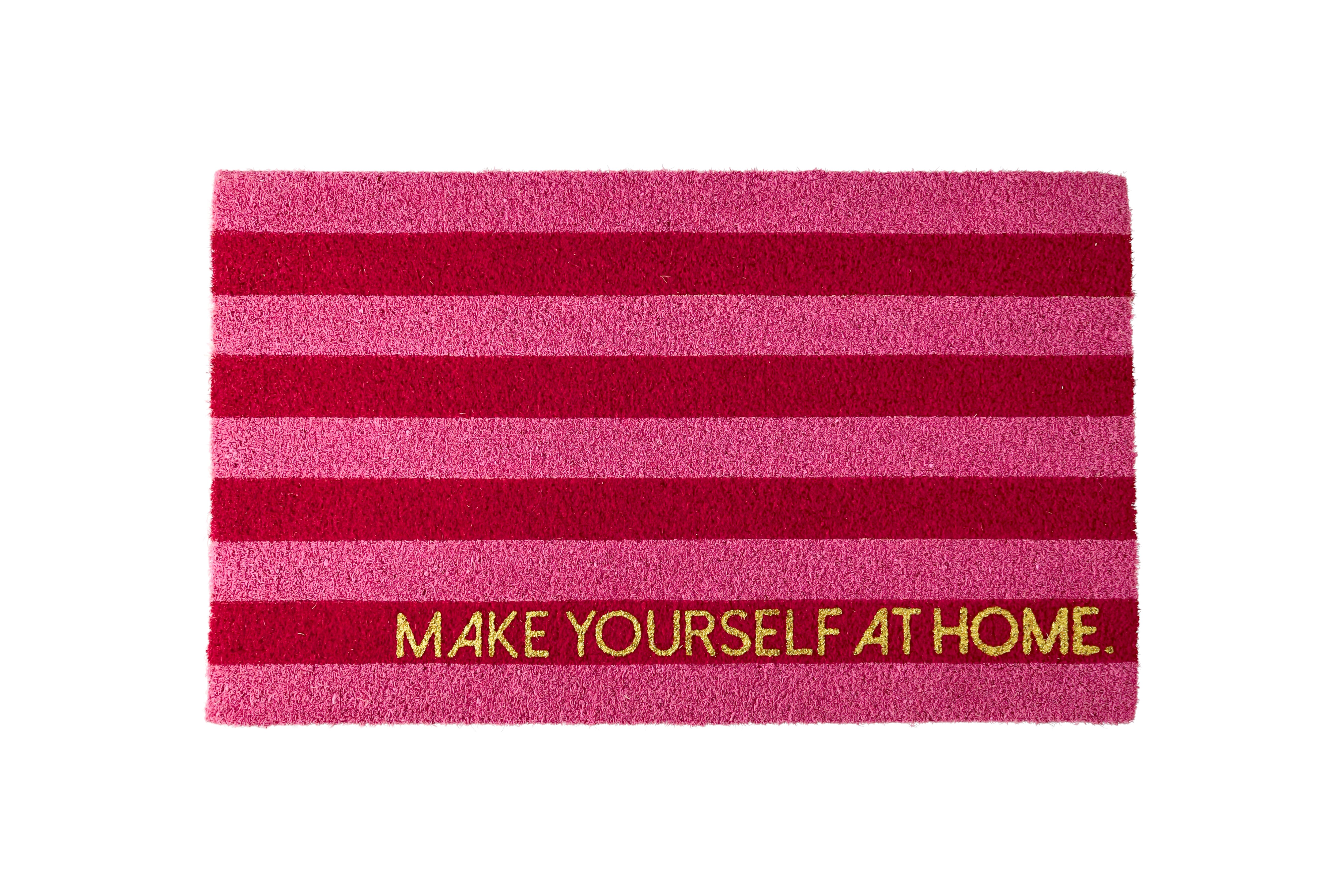 Fussmatte, Motiv: Make yourself at home, gestreift, rosa