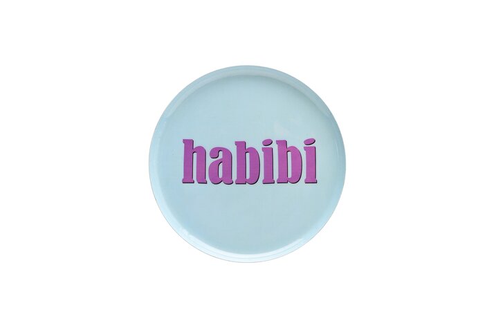 Love Trays, Dekotablett, XS, Motiv: Habibi, rund, hellblau