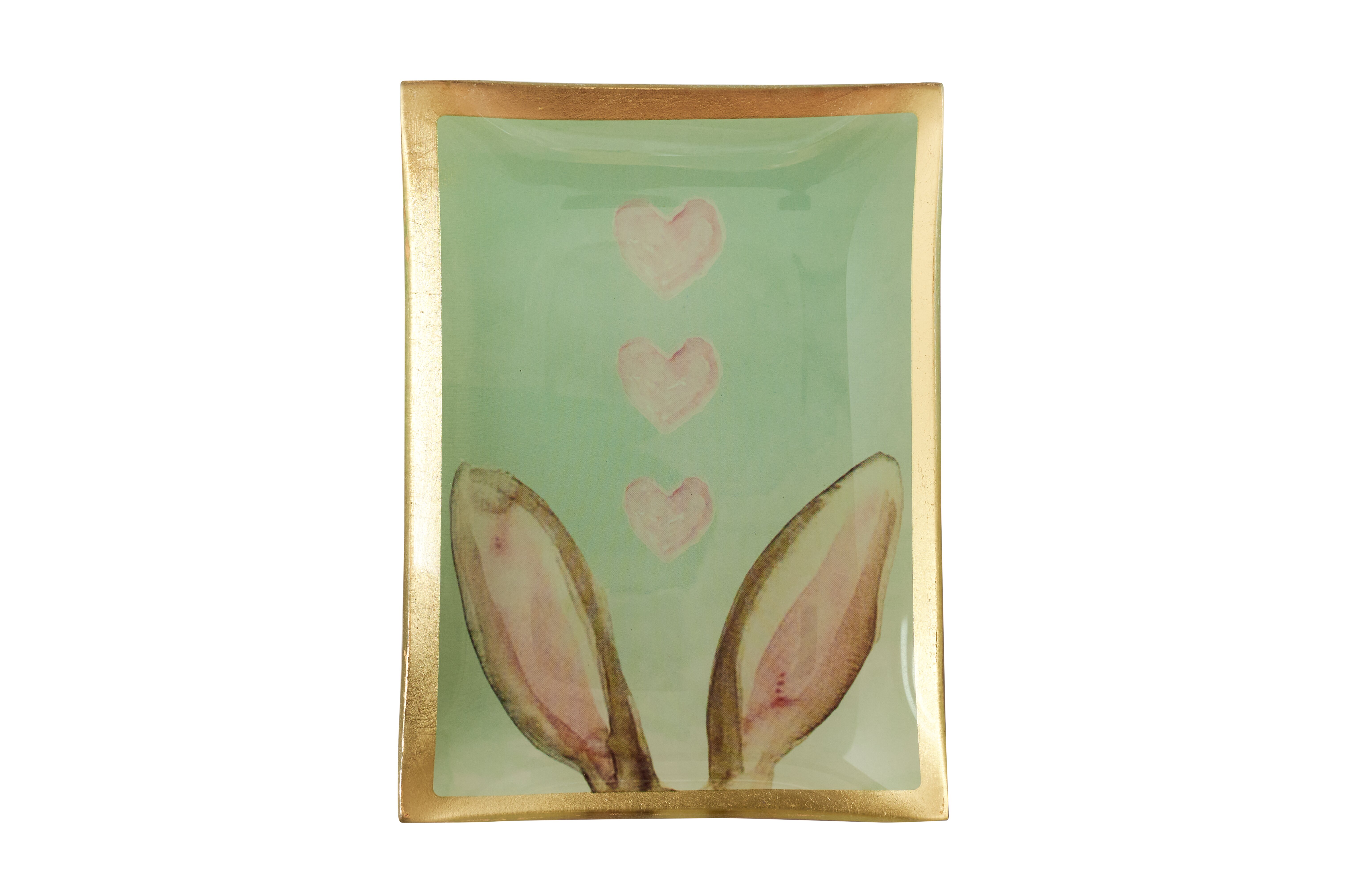 Love Plates, glassplate M, rabbit ears, light green