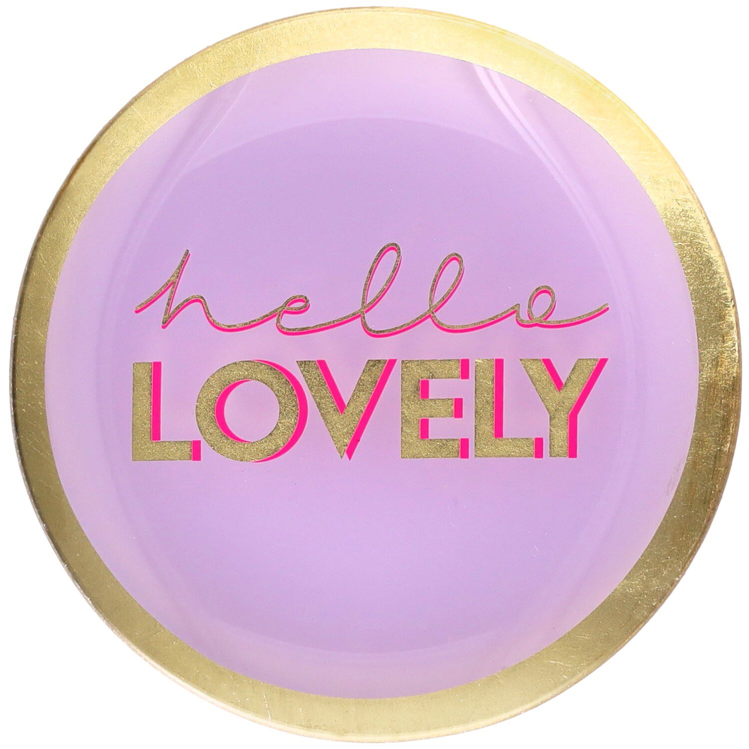 Love Plates, Glasteller M, Motiv: Hello lovely, rund, lila