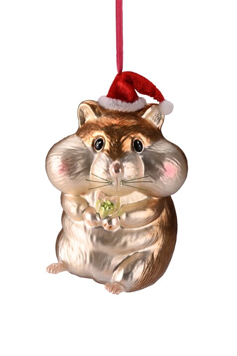 Hänger Hamster mit Weihnachtsmütze, braun