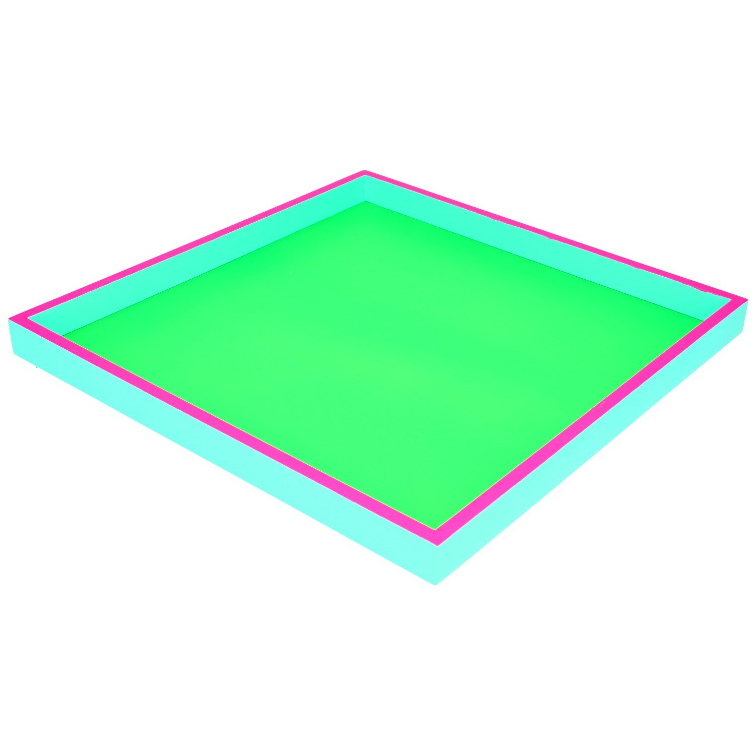 Neo, Tablett, quadratisch (32x2,5x32cm), 3 farbig, neon grün/neon pink/türkis