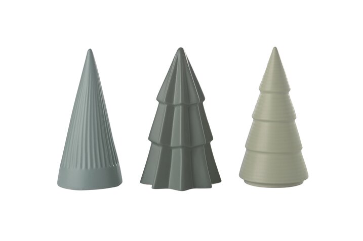 Agra, xmas tree, M, assorted of 3pieces, porcelain, green