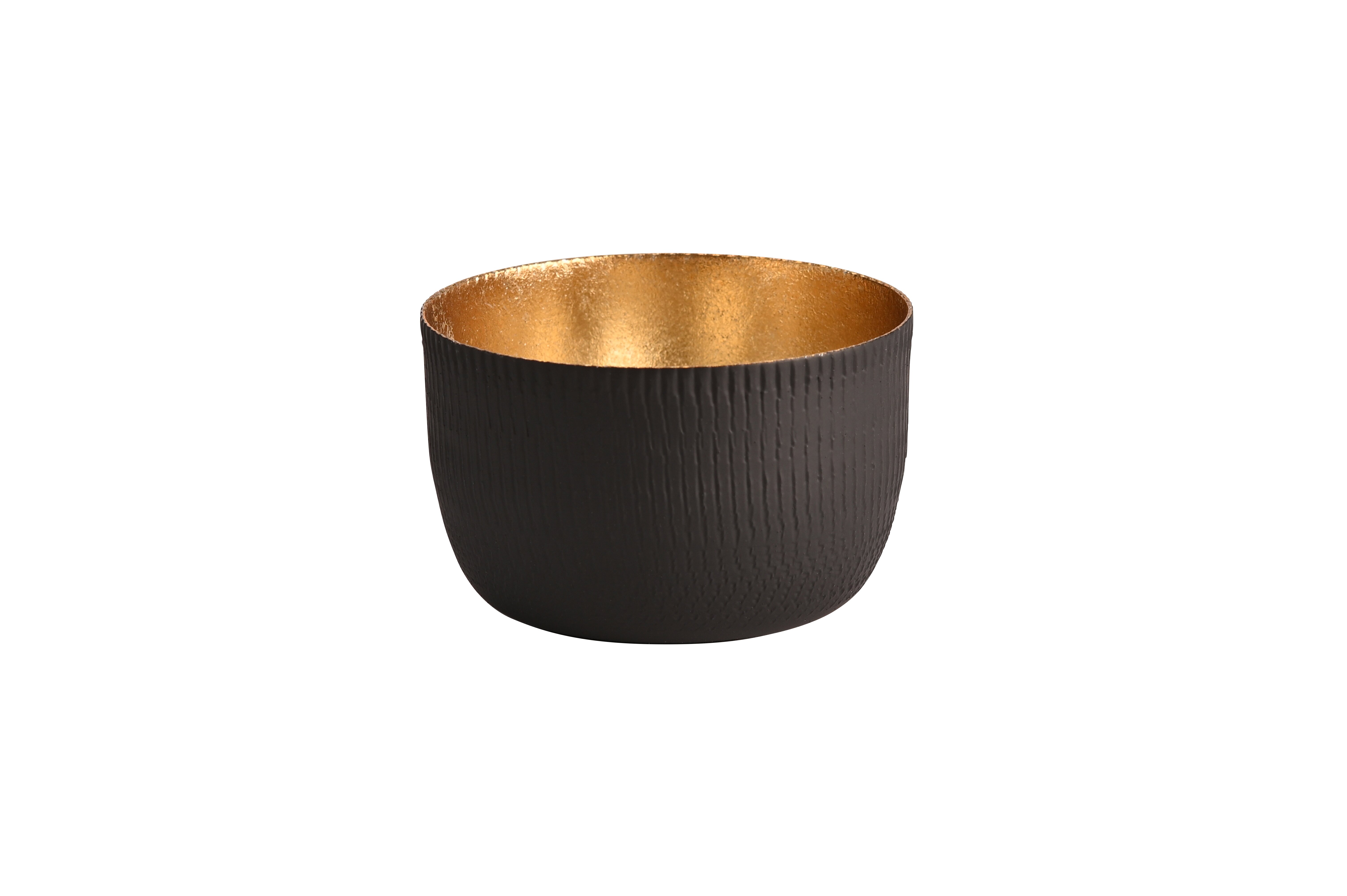 Madras, Windlicht, S, Struktur, matt, schwarz/gold