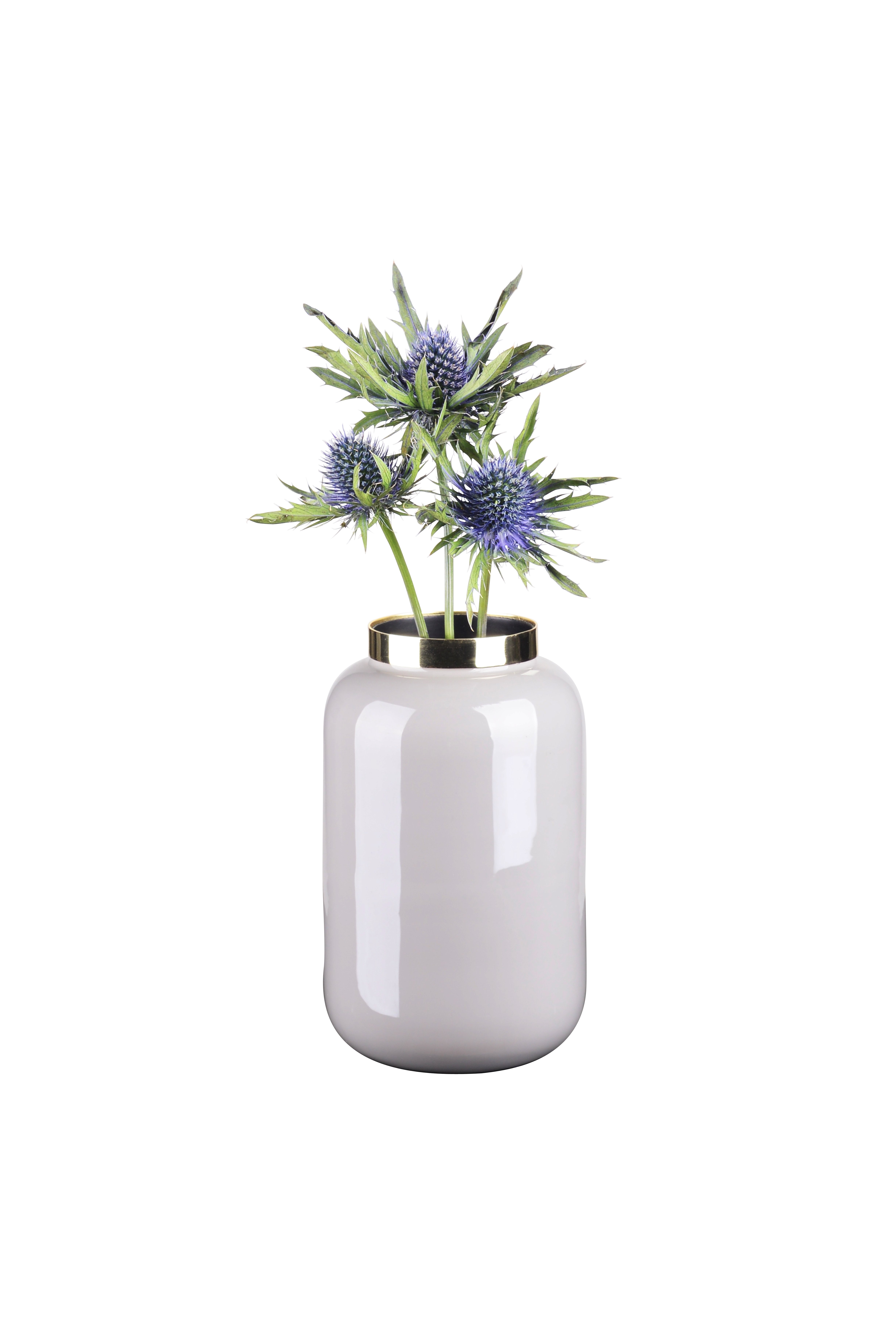 Saigon, Vase mit Metallring, XS (H18cm), cool grey/gold