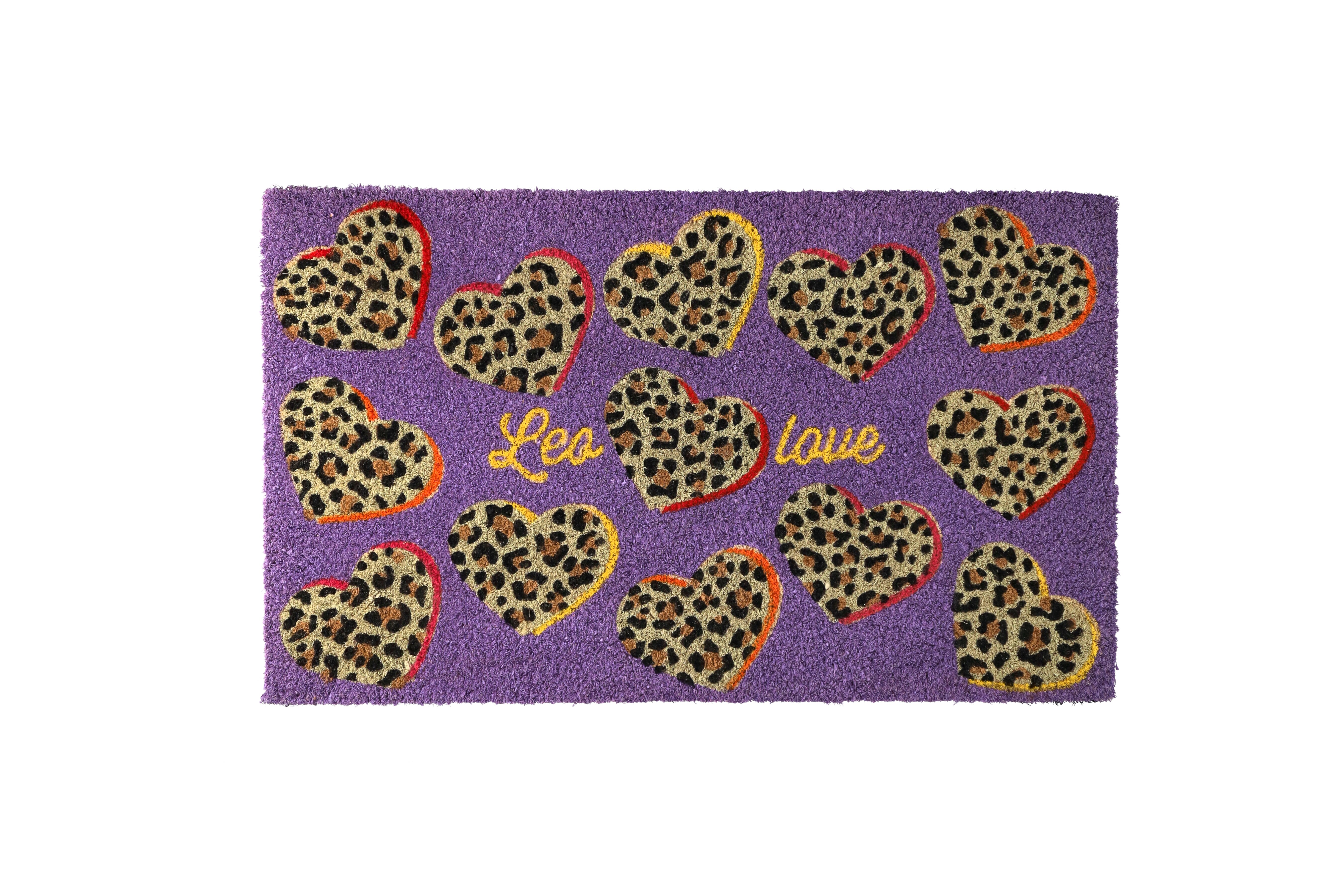 doormat, motive: leo love, purple