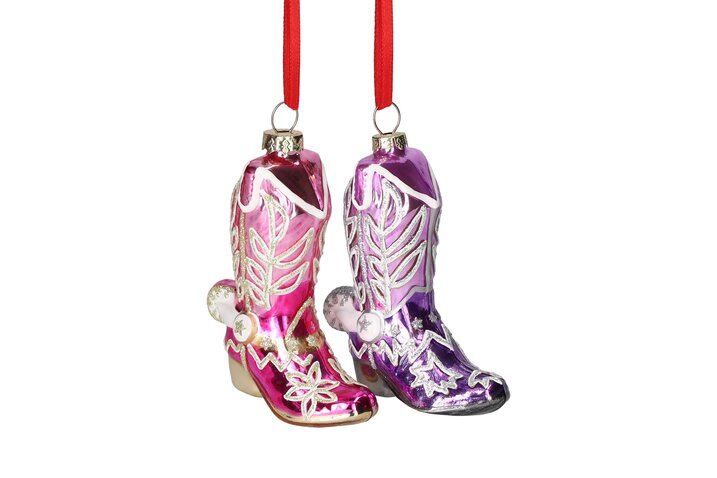 Hänger Cowboystiefel, 2fach sortiert, lila/pink