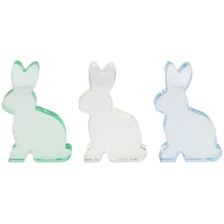Honey Bunny, Hase, flach, 3fach sortiert, transparent/hellblau/hellgrün, gs