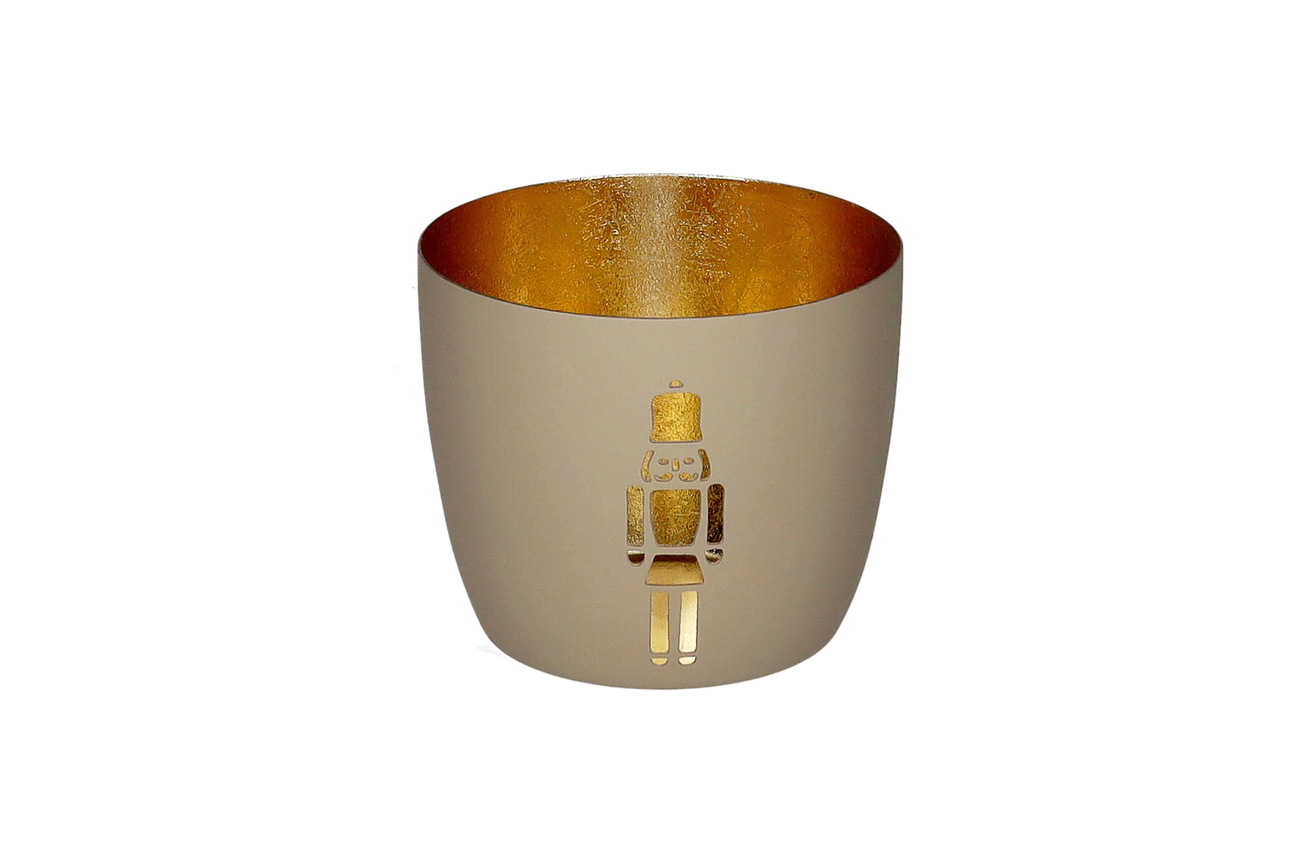 Madras, Windlicht, M, Motiv: Nussknacker, sandstone/gold