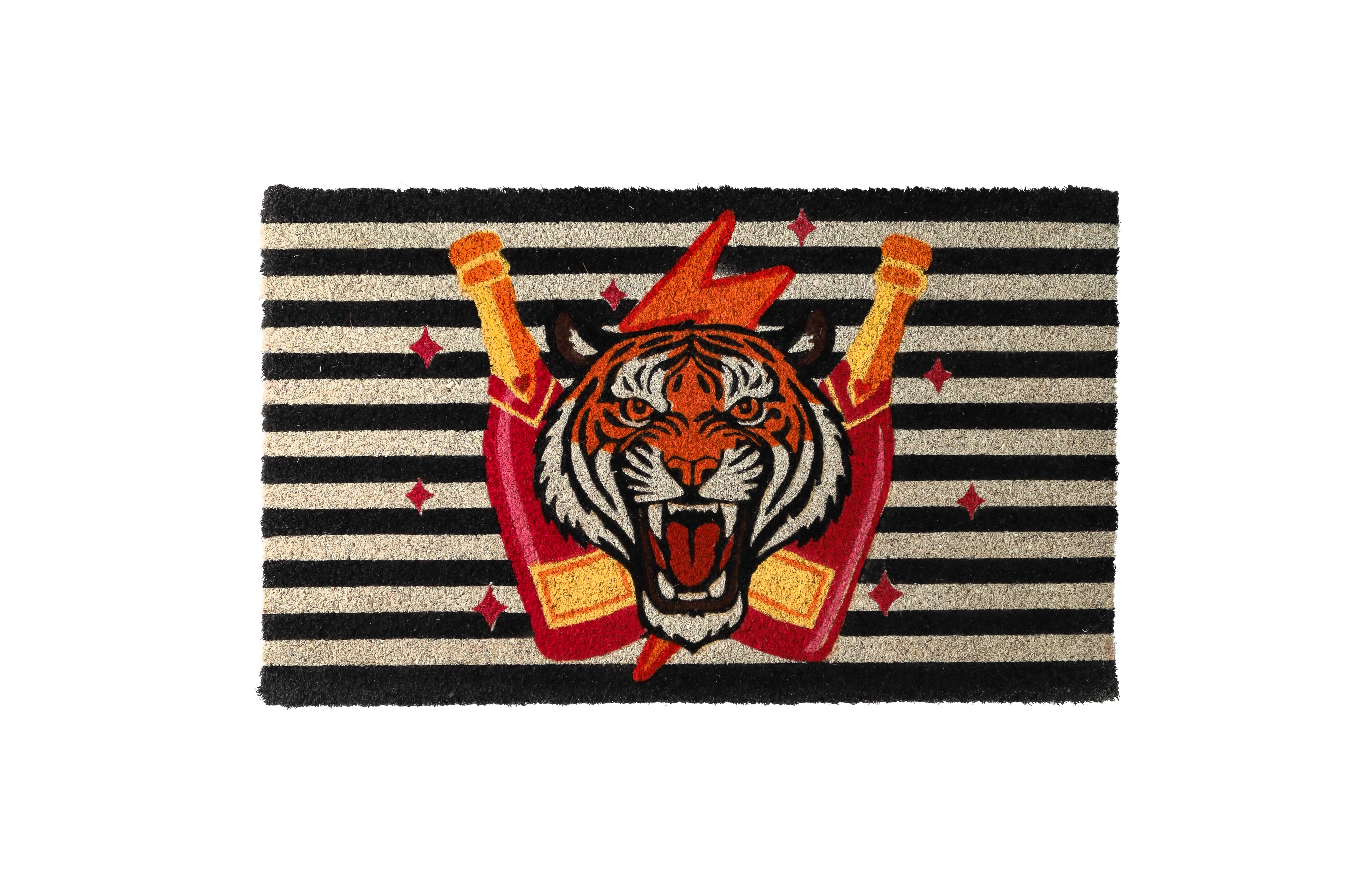 doormat, motive: tiger, black/ white
