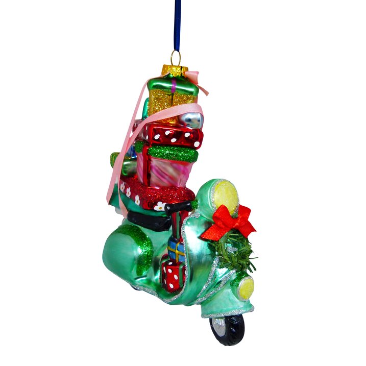 Hänger Motorroller mit Geschenken, türkis