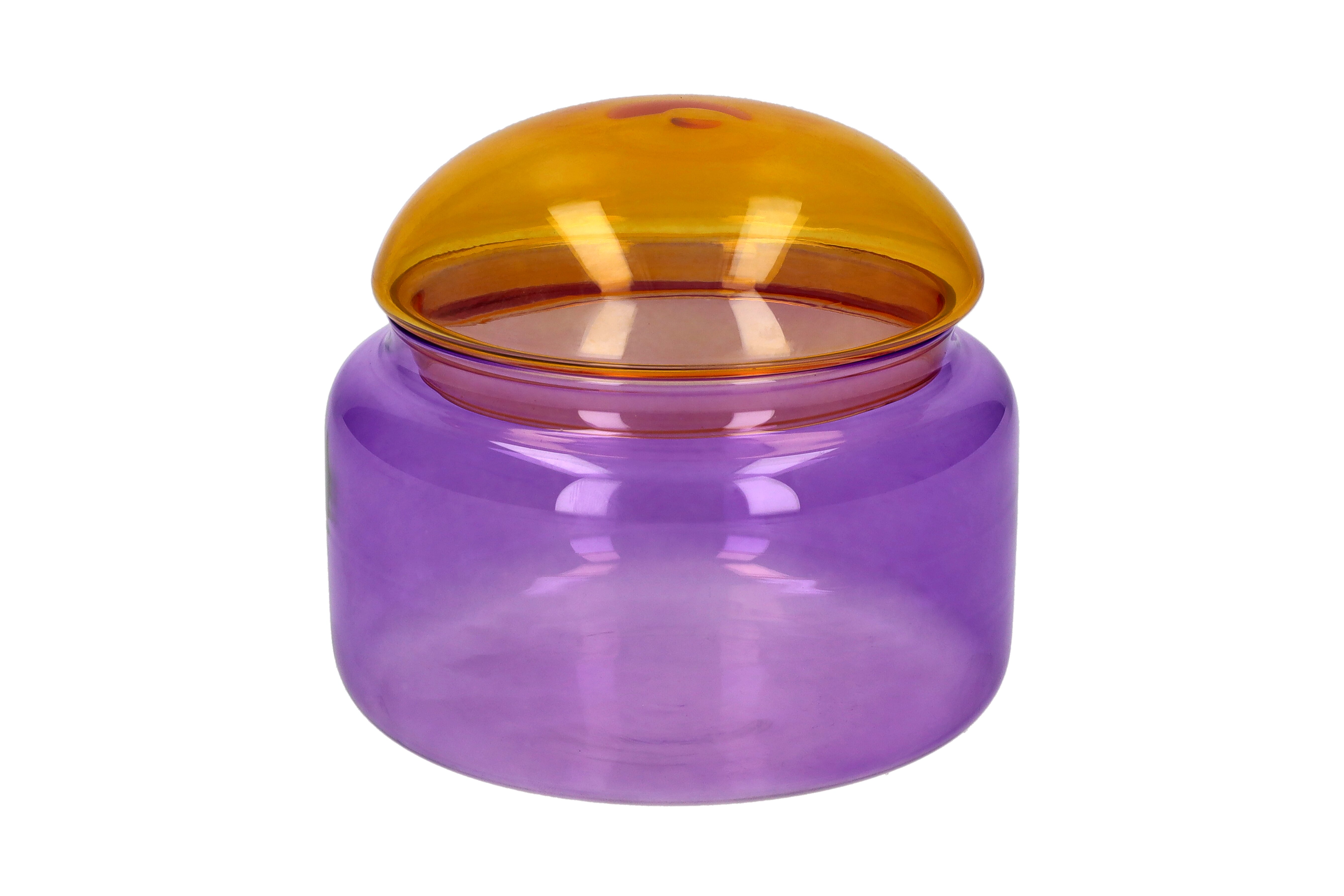 Voile, Glasdose, M, Borosilikatglas, orange/lila, gs