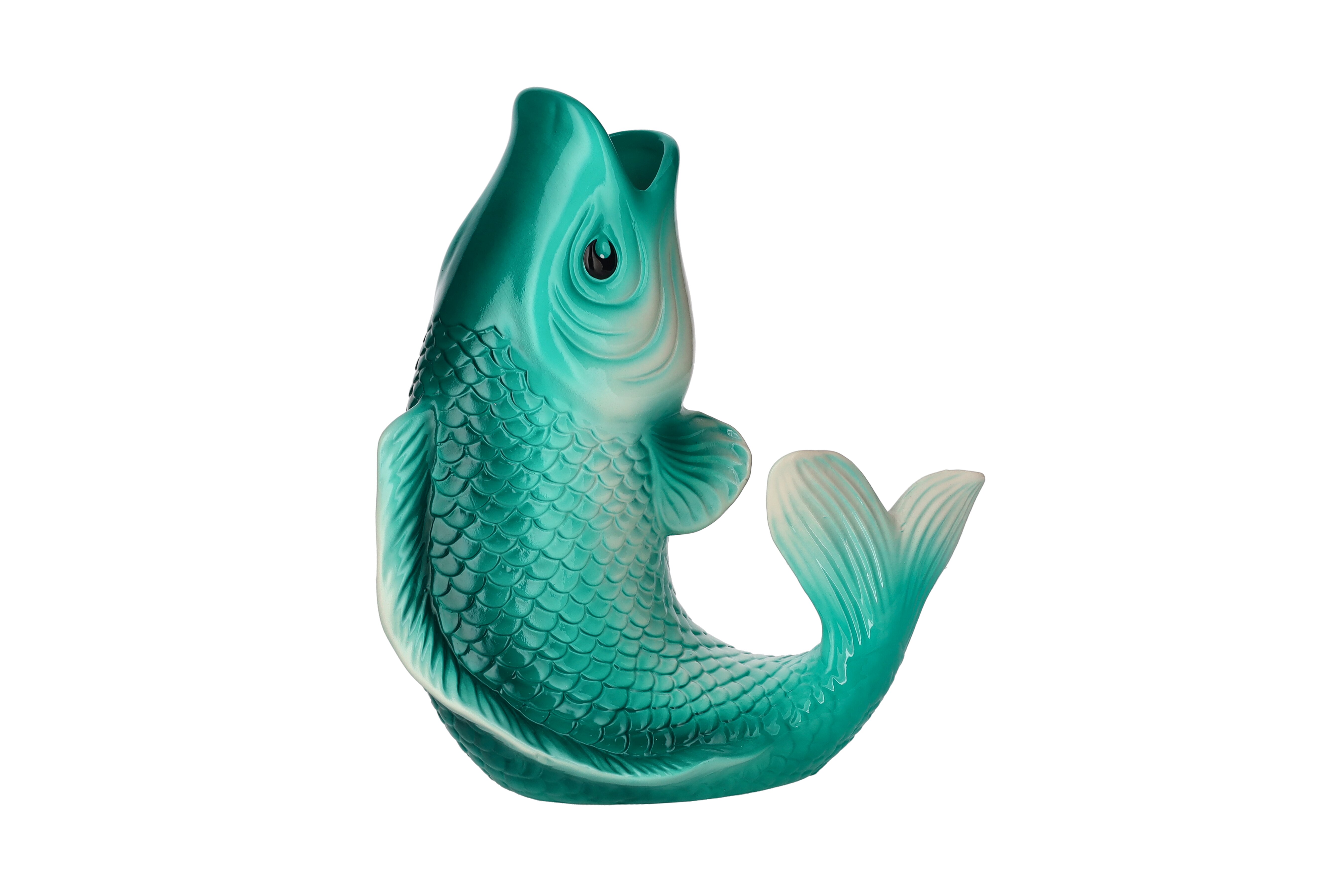 Mamsell Koi, Fisch, Vase, S,  türkis/weiss