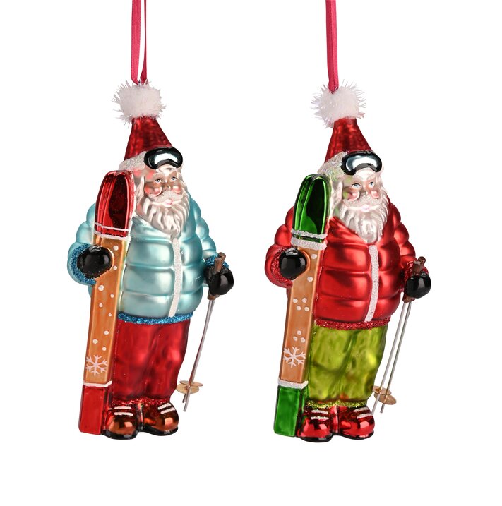 Hänger Santa Skier, 2fach sortiert, blau/rot, rot/grün