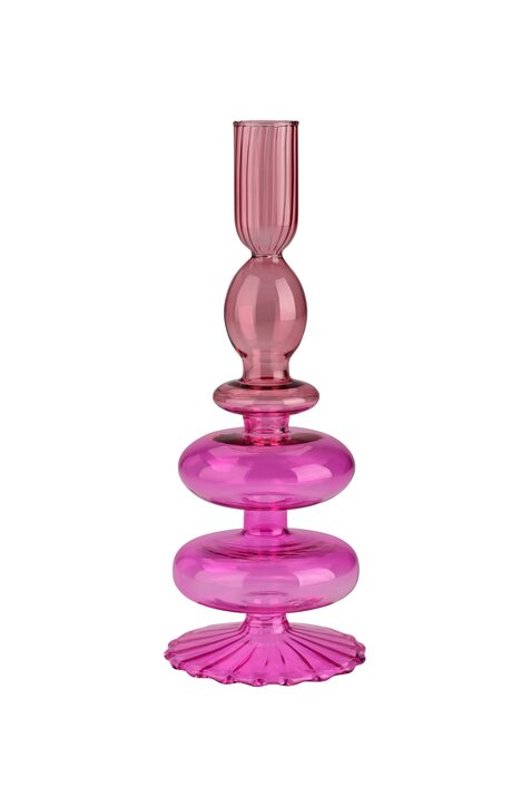 Voile, Kerzenhalter, H23cm, Borosilikatglas, rosa/lila, gs