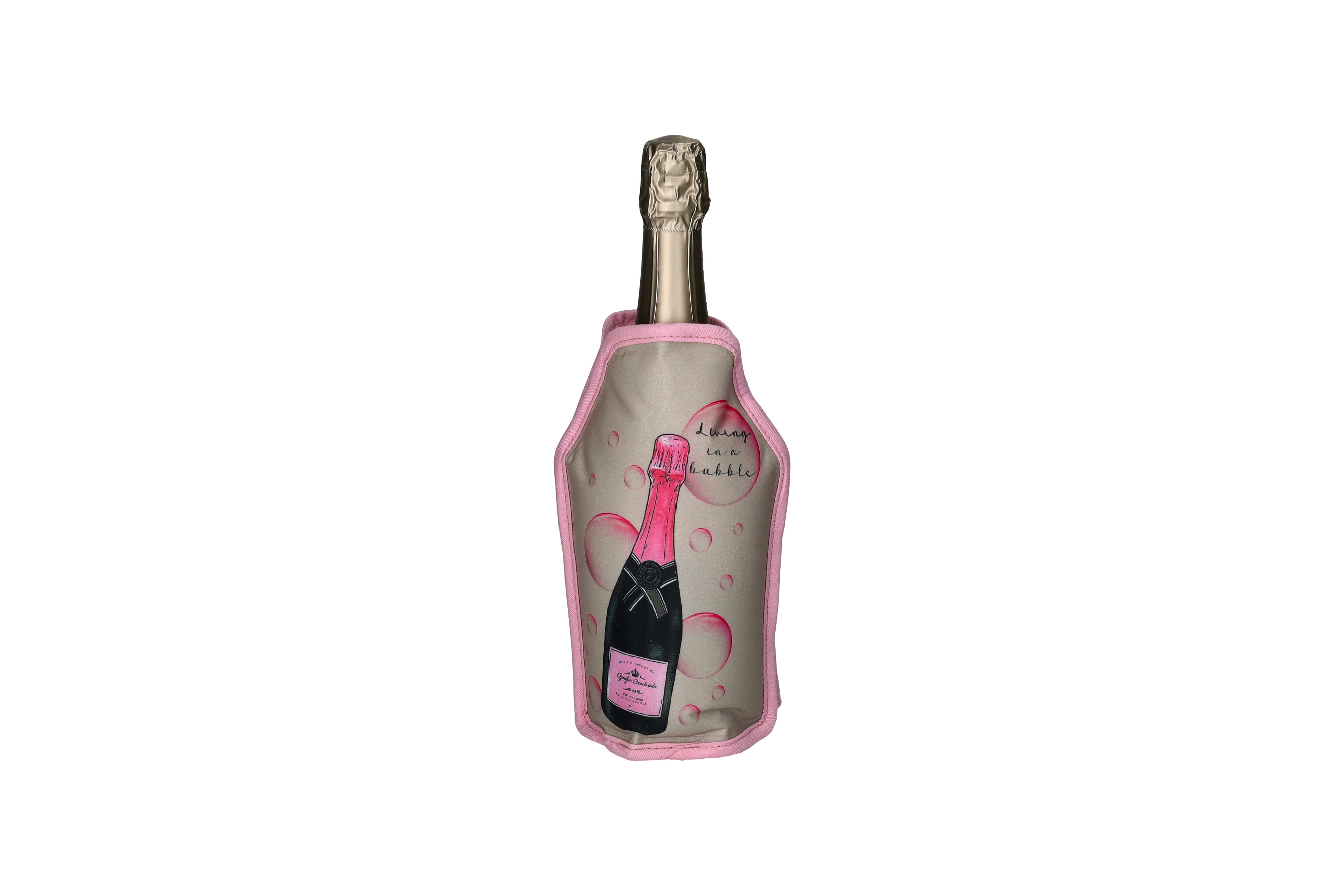 Froid, Kühlmanschette, Motiv: Champagnerflasche, grau/rosa