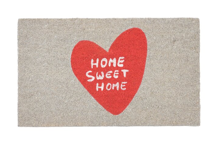 Fussmatte, Motiv: Home sweet home, grau/rot