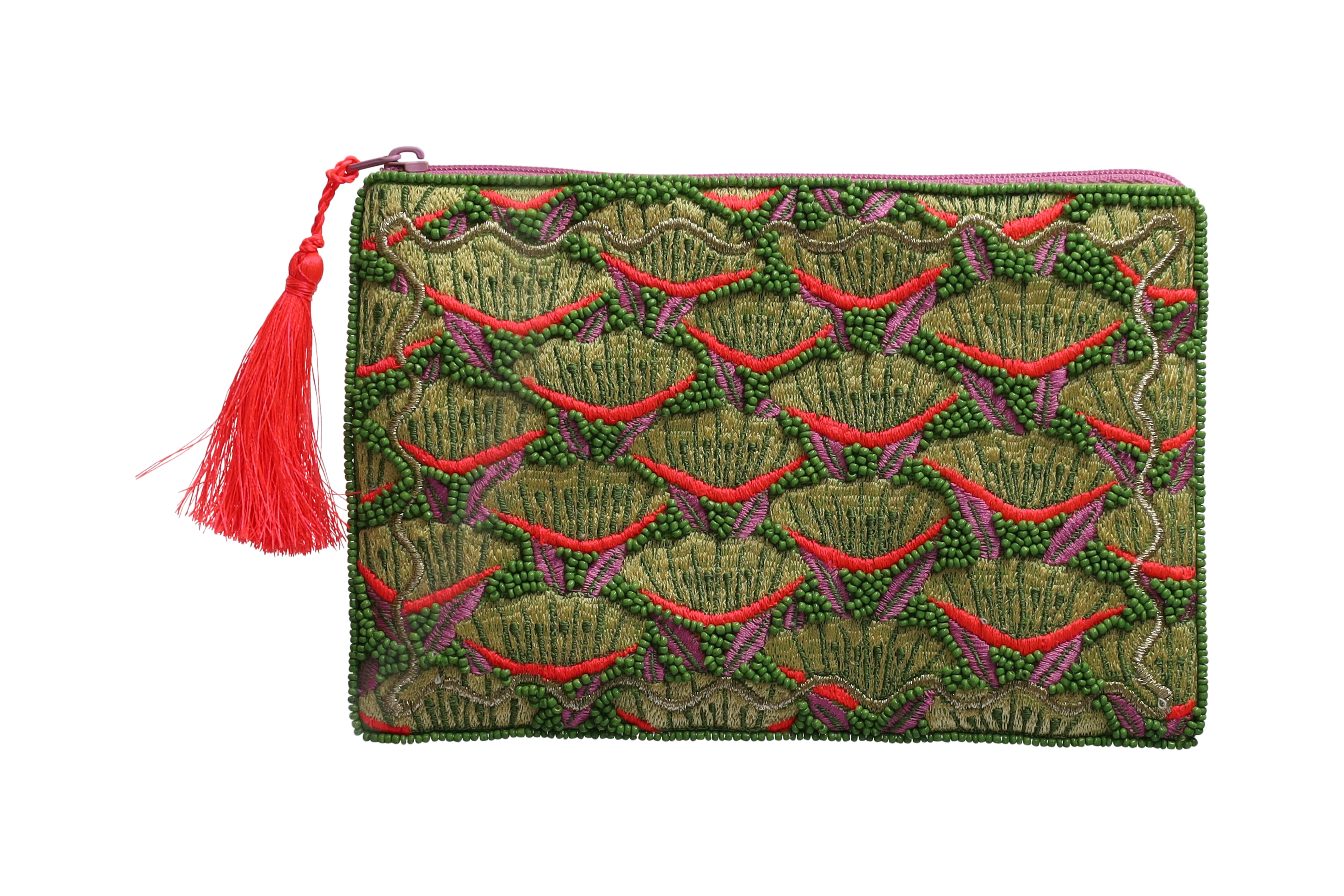 Elodie, Kosmetiktasche M, Motiv: Flowers, grün