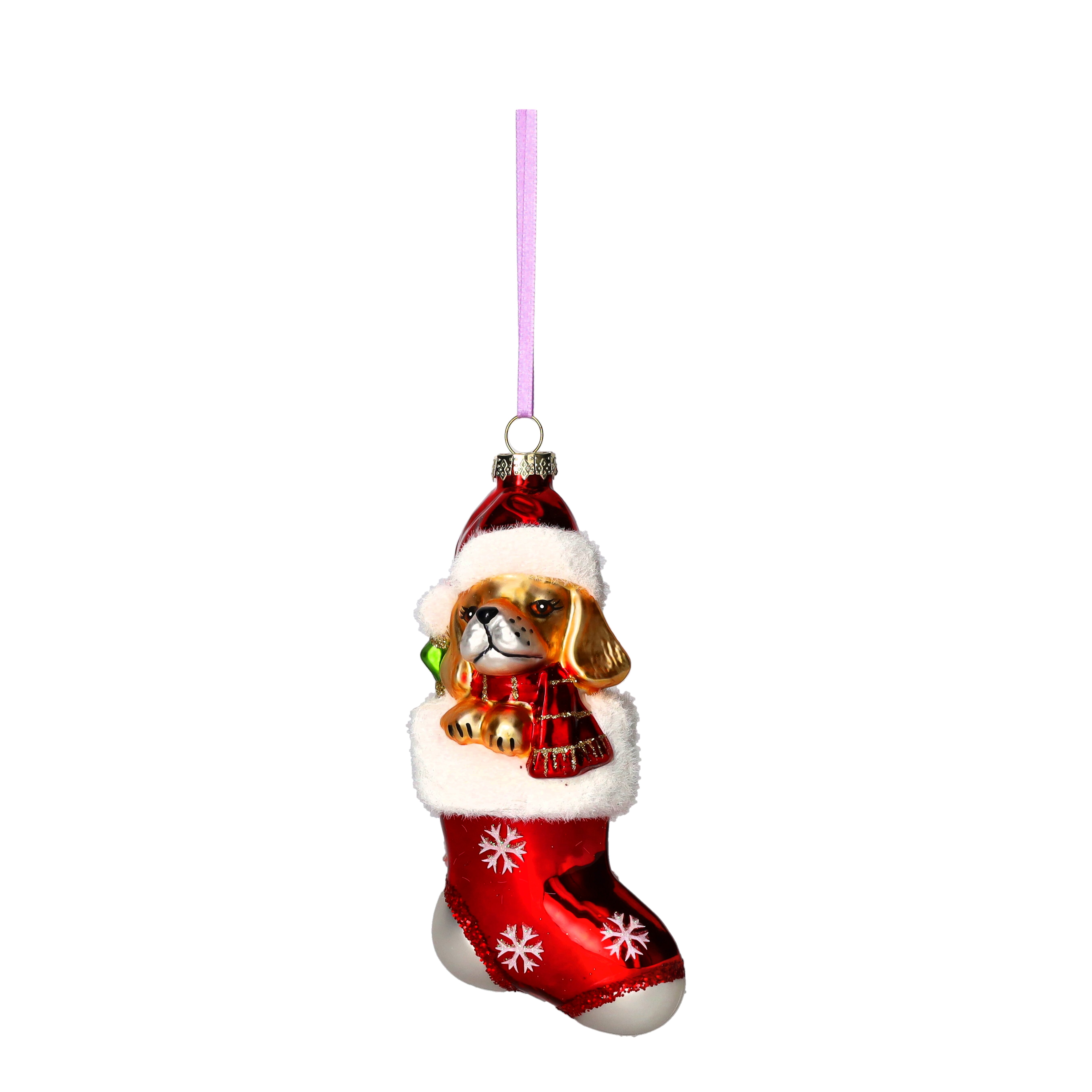 Hänger Hund in Weihnachtssocke