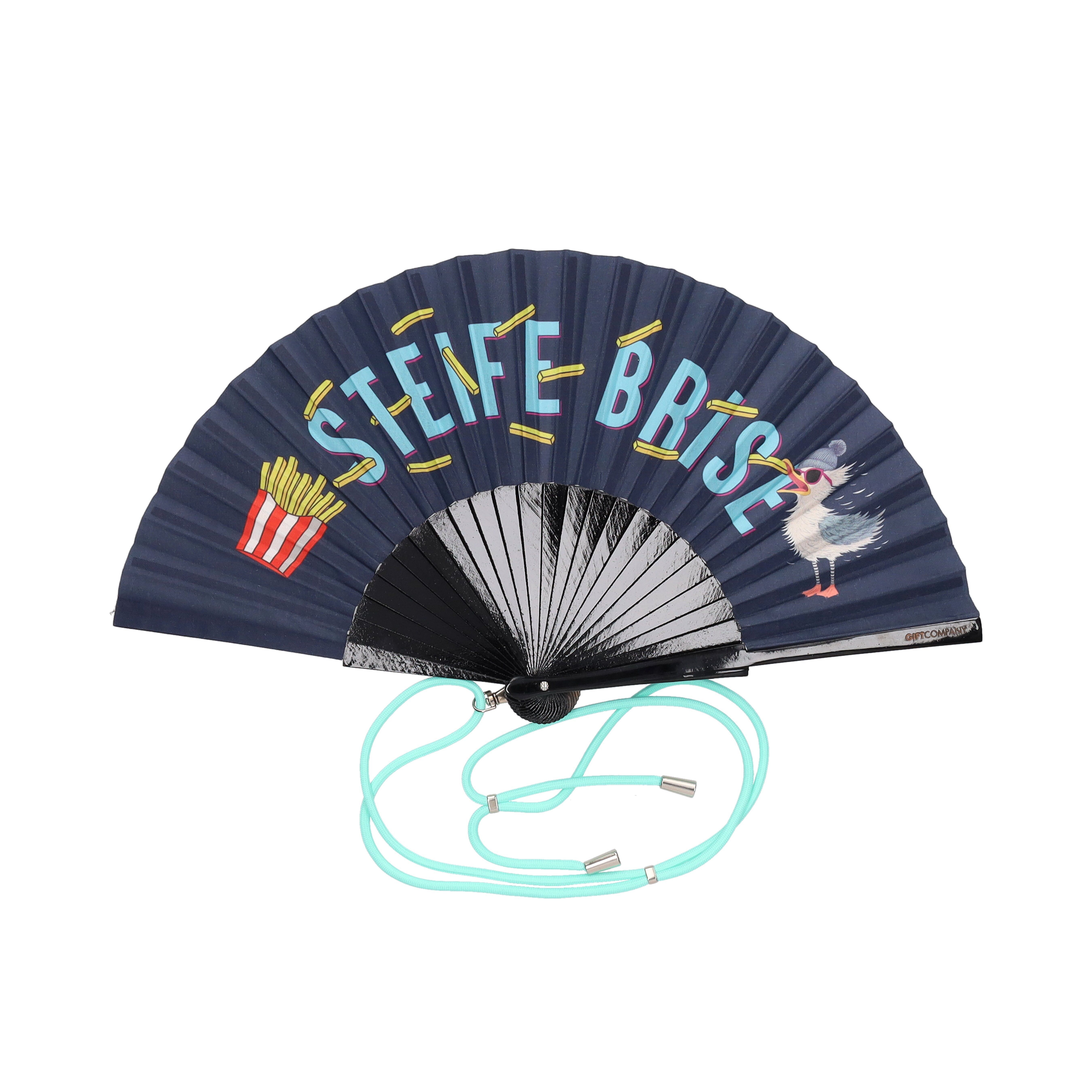 Fififan, Fächer, 23cm, Motiv: Steife Brise, schwarz