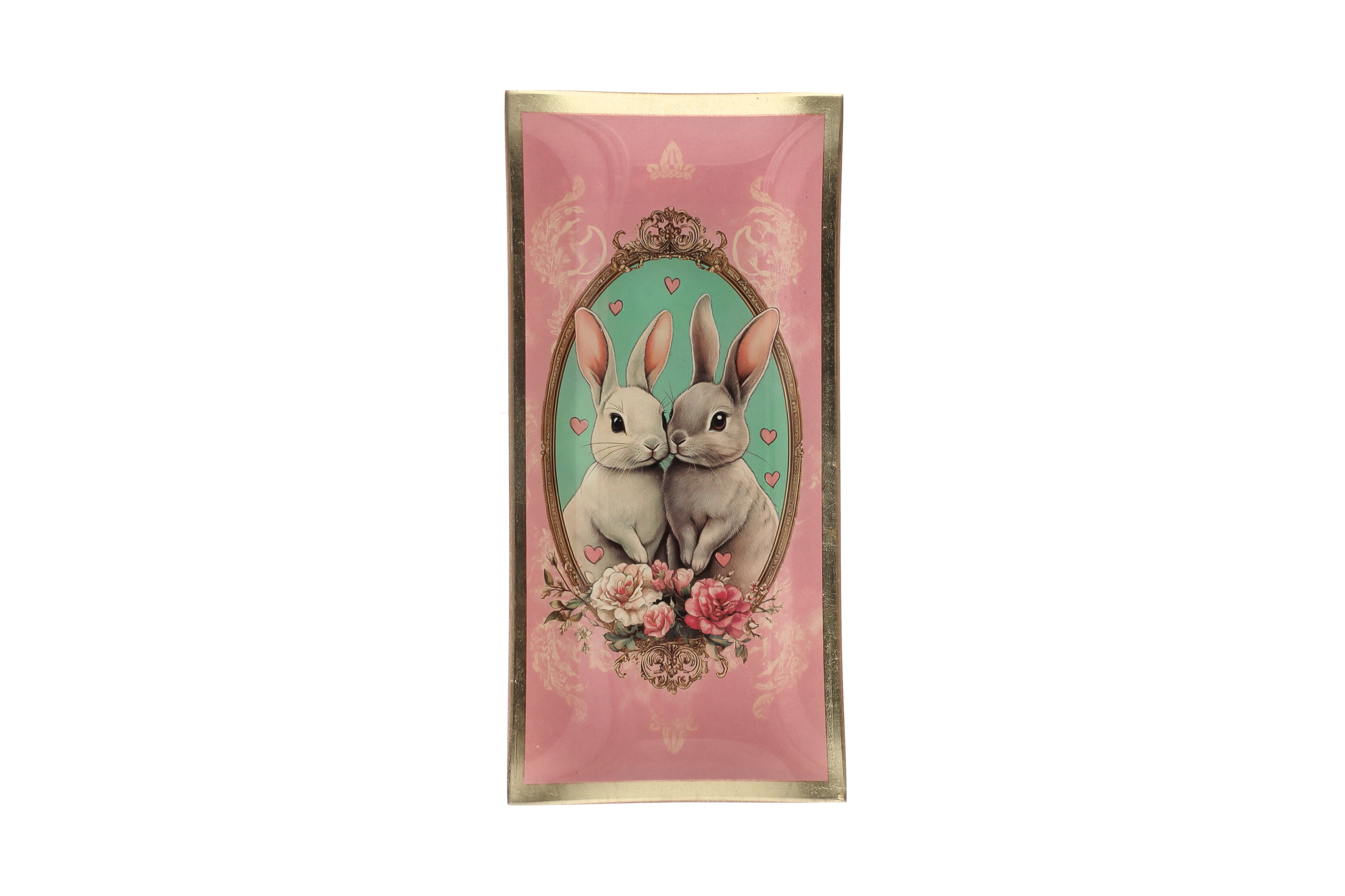 Love Plates, Glasteller, L, Motiv: Hase, blush