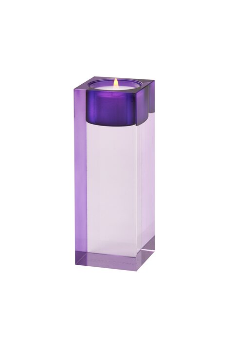 Sari, crystal glass, tea light holder L(h13,6cm),  purple/lilac, sprayed