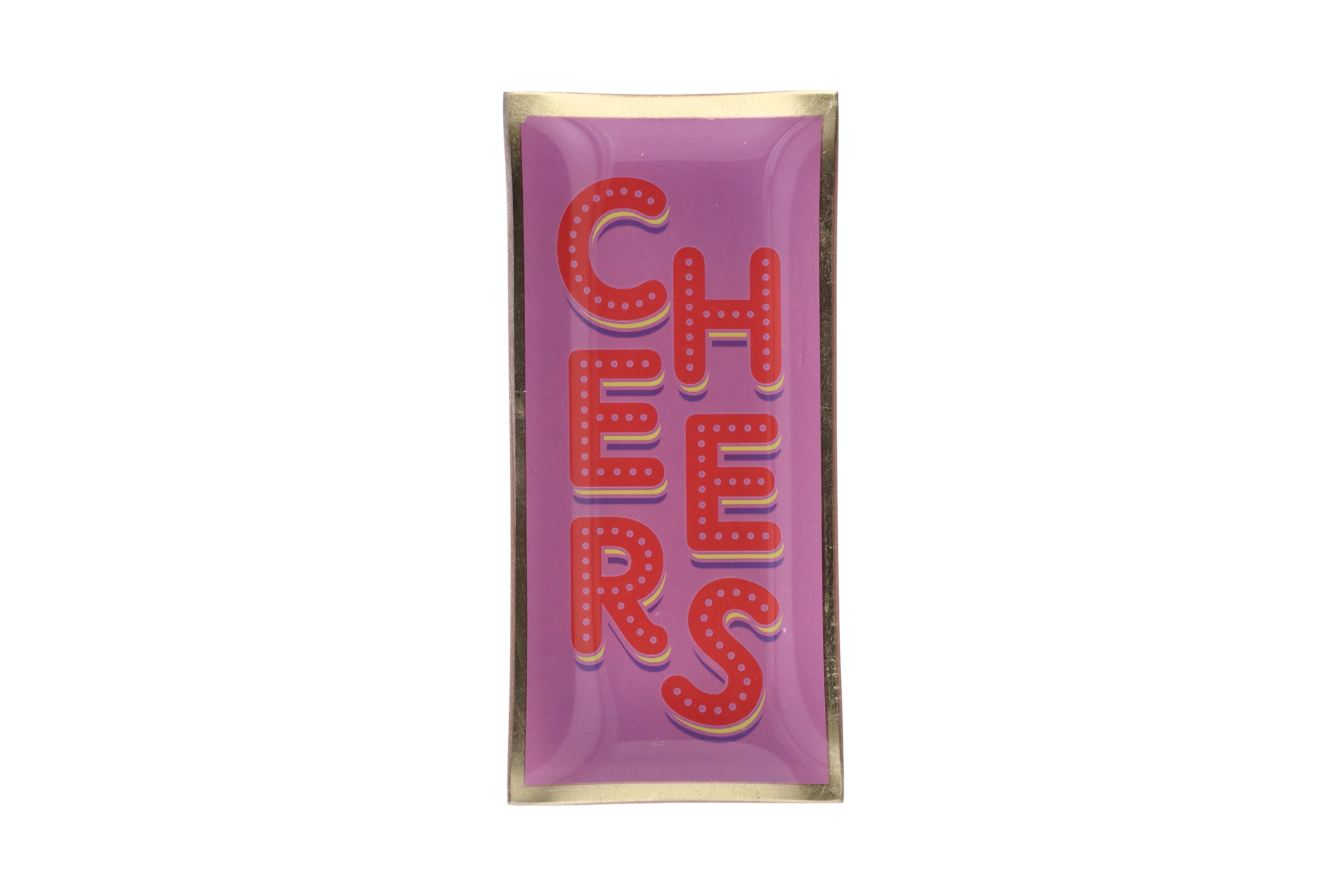 Love Plates, Glasteller, L, Motiv: Cheers, hot pink